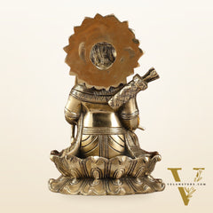 Pure Brass Ram Lalla Seated on Lotus Idol - 9" shine gold