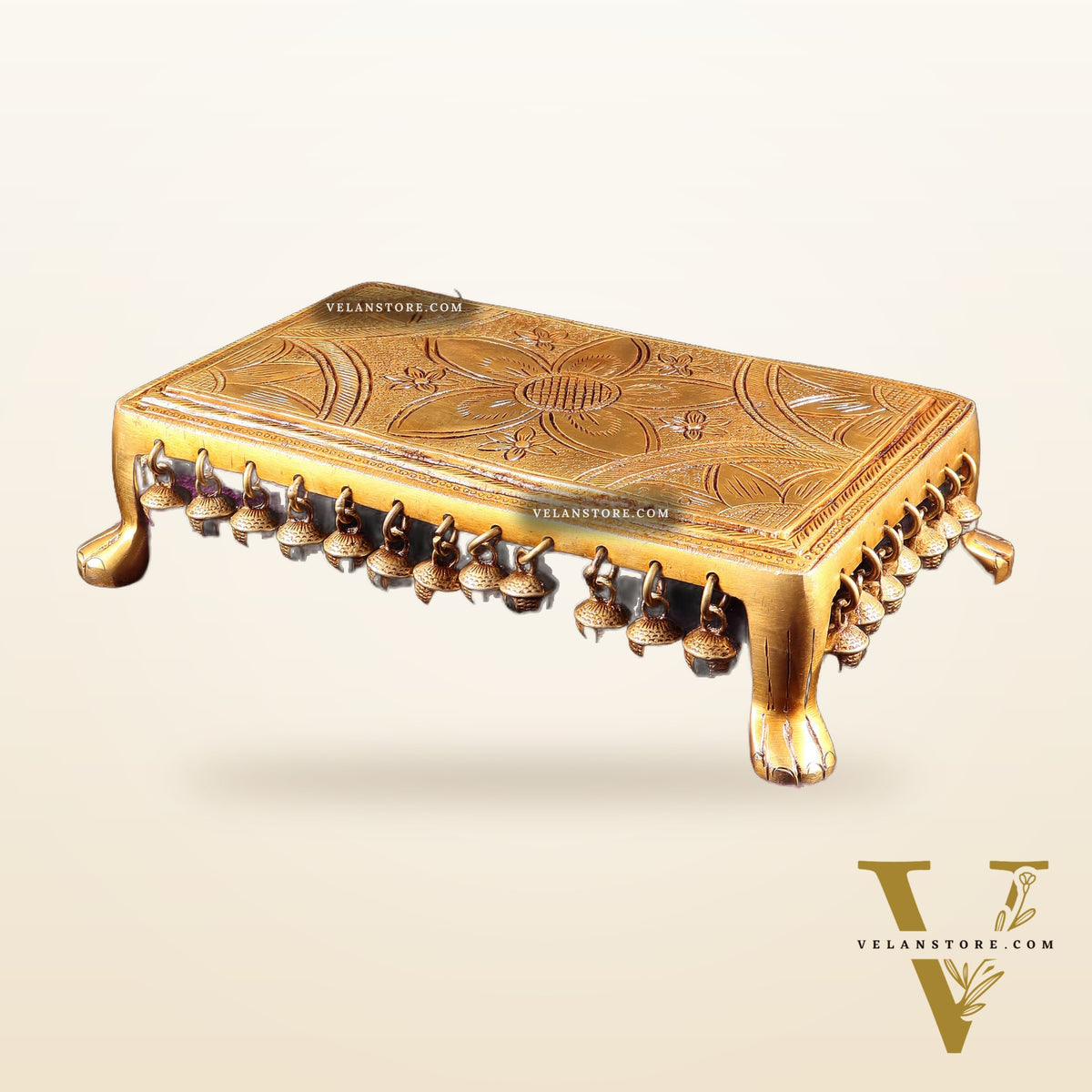 Pure Brass rectangular Chowki for God Idols 10.5 inch