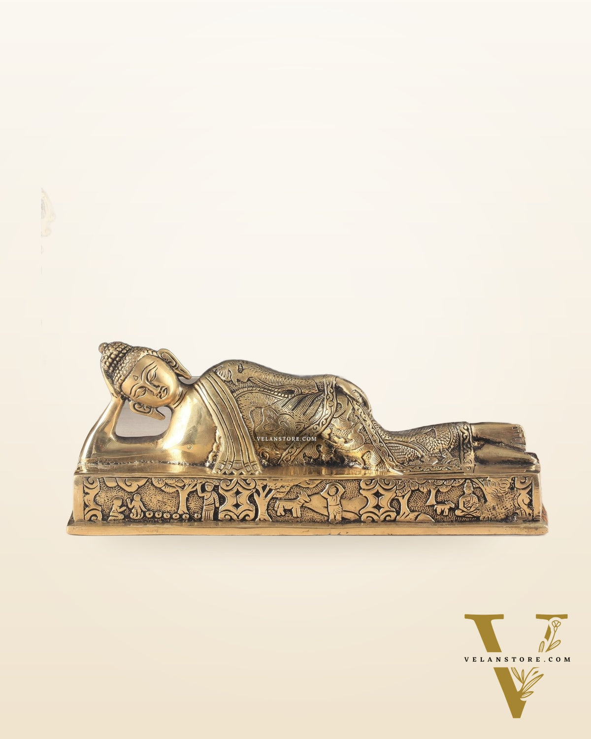 Pure Brass Resting Buddha Statue 12"