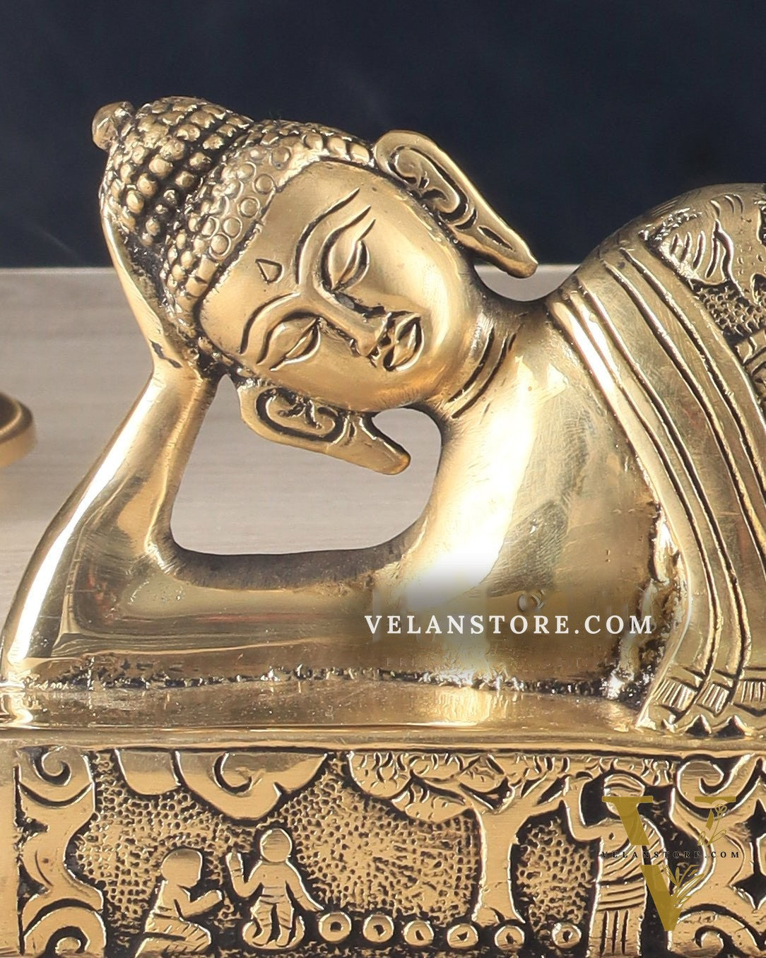 Pure Brass Resting Buddha Statue 12"