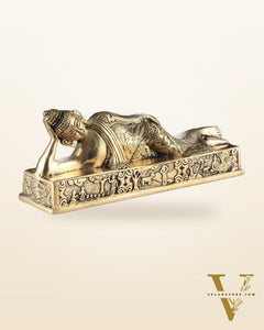 Pure Brass Resting Buddha Statue 12"