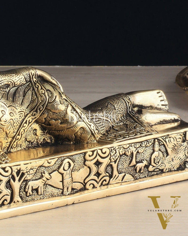 Pure Brass Resting Buddha Statue 12"
