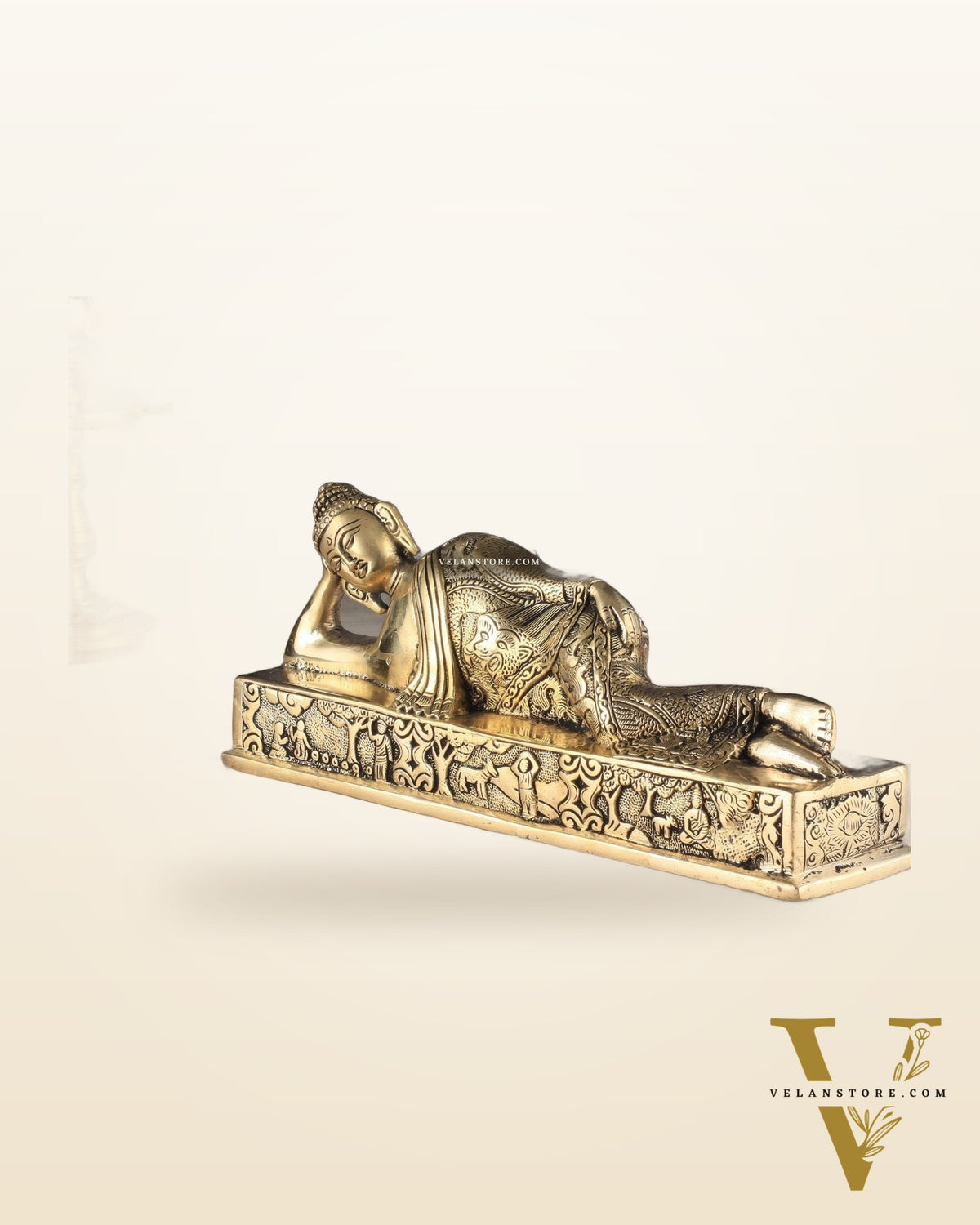 Pure Brass Resting Buddha Statue 12"