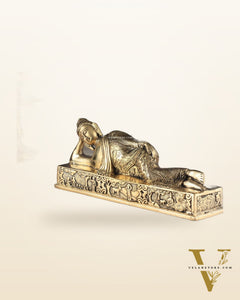 Pure Brass Resting Buddha Statue 12"
