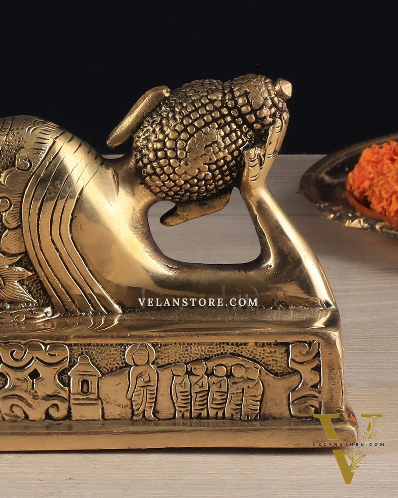 Pure Brass Resting Buddha Statue 12"