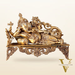 Pure Brass Resting Ganesha Statue 14"