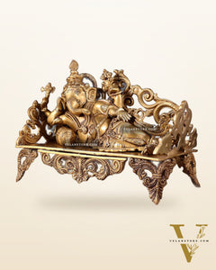 Pure Brass Resting Ganesha Statue 14"