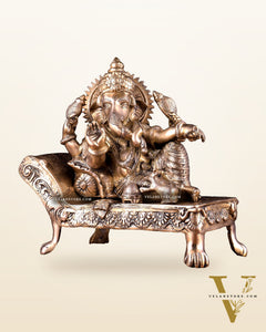 Pure Brass Resting Ganesha Statue – Auspicious Home & Temple Decor 13.5 inch