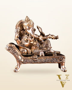 Pure Brass Resting Ganesha Statue – Auspicious Home & Temple Decor 13.5 inch