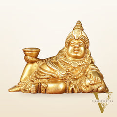 Pure Brass Resting Kubera Idol Small | 3.5"