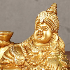 Pure Brass Resting Kubera Idol Small | 3.5"