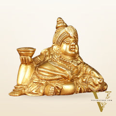 Pure Brass Resting Kubera Idol Small | 3.5"
