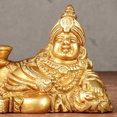 Pure Brass Resting Kubera Idol Small | 3.5"