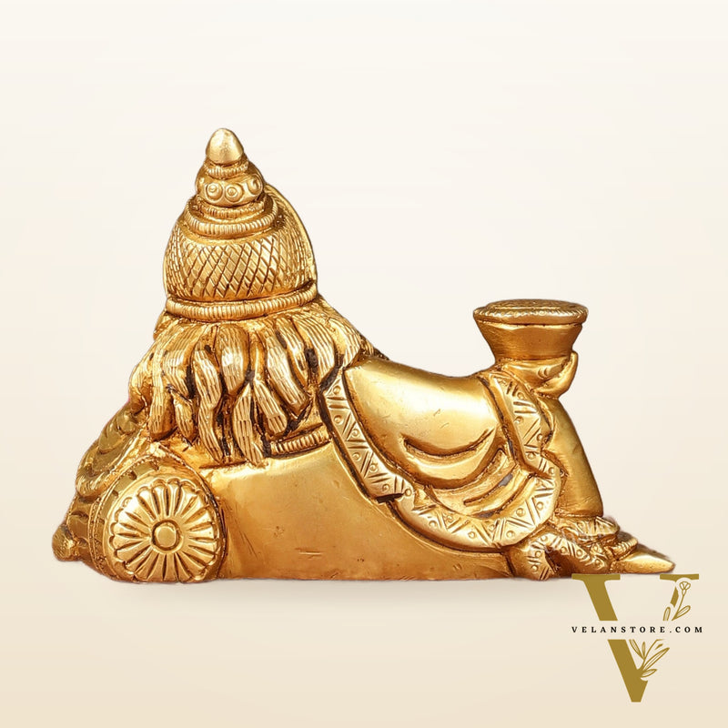 Pure Brass Resting Kubera Idol Small | 3.5"