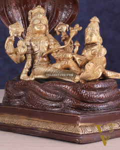 Pure Brass Resting Vishnu Lakshmi on Sheshanaag Idol - Dual Tone