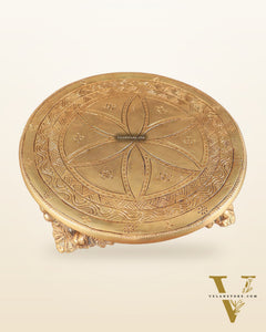 Pure Brass Round Chowki for God Idols 8"