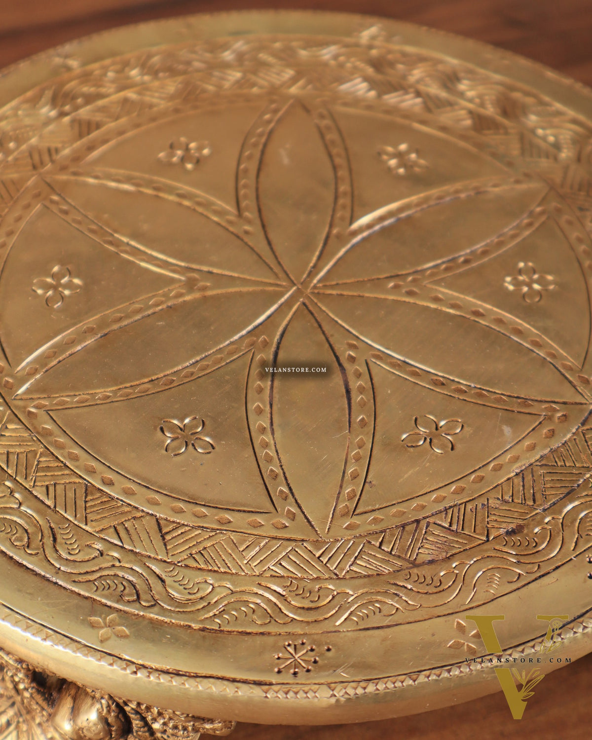 Pure Brass Round Chowki for God Idols 8"