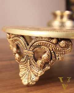 Pure Brass Round Chowki for God Idols 8"