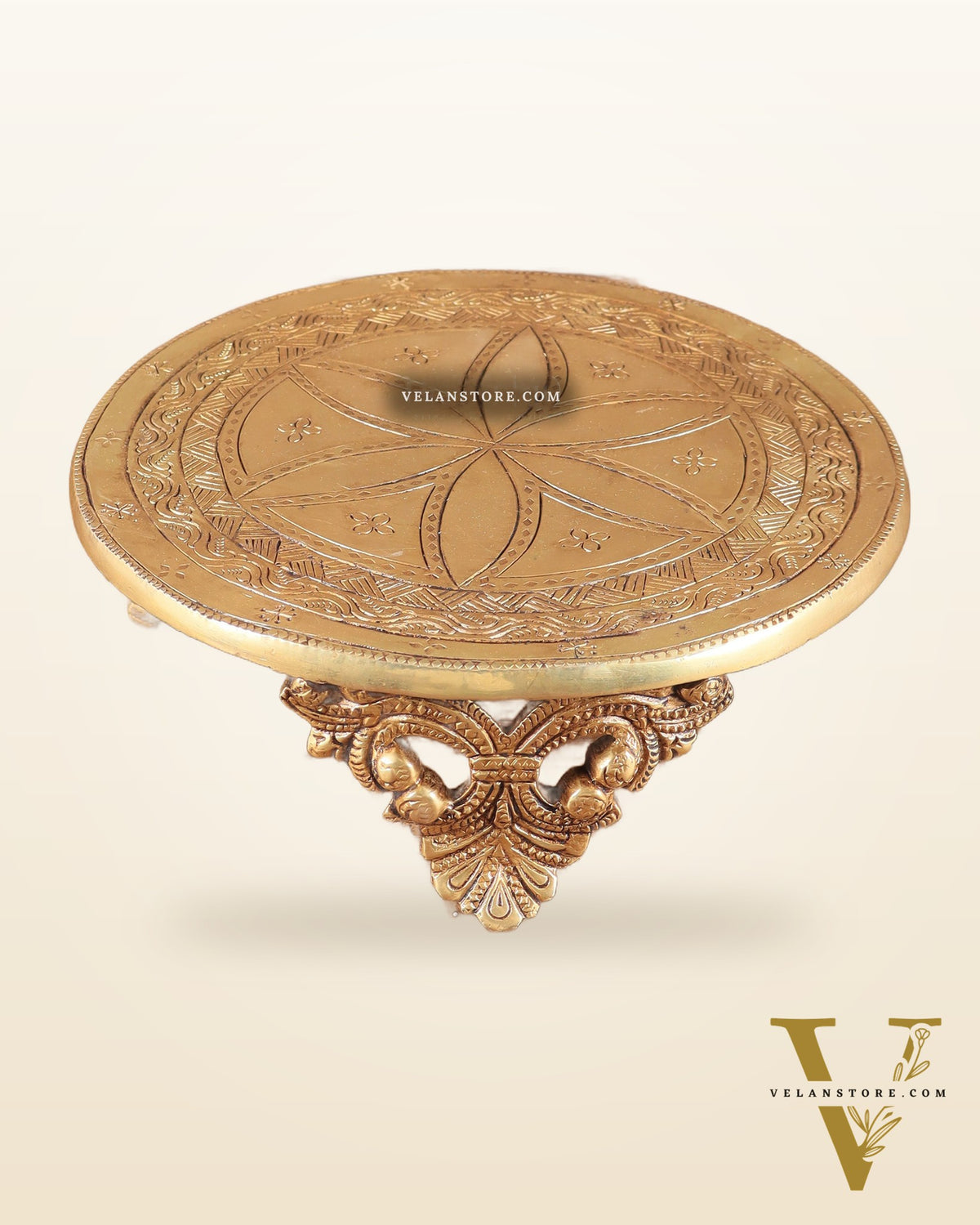 Pure Brass Round Chowki for God Idols 8"