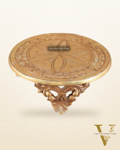 Pure Brass Round Chowki for God Idols 8"