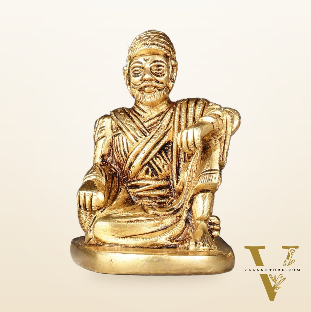 Pure Brass Royal Chhatrapati Shivaji Maharaj Statue - 3.5"