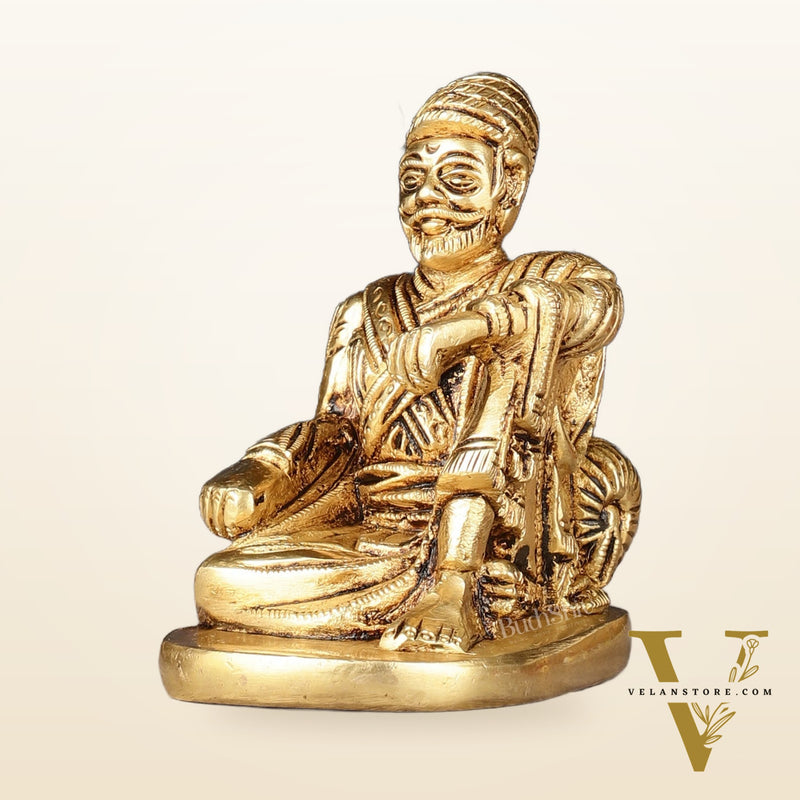 Pure Brass Royal Chhatrapati Shivaji Maharaj Statue - 3.5"