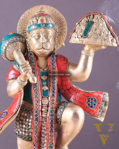 Pure Brass Sanjeevani Hanuman Idol – Large Size 15"