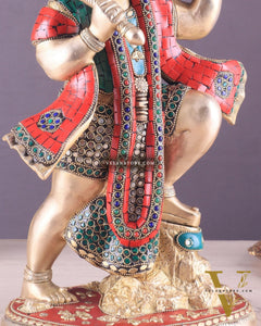 Pure Brass Sanjeevani Hanuman Idol – Large Size 15"