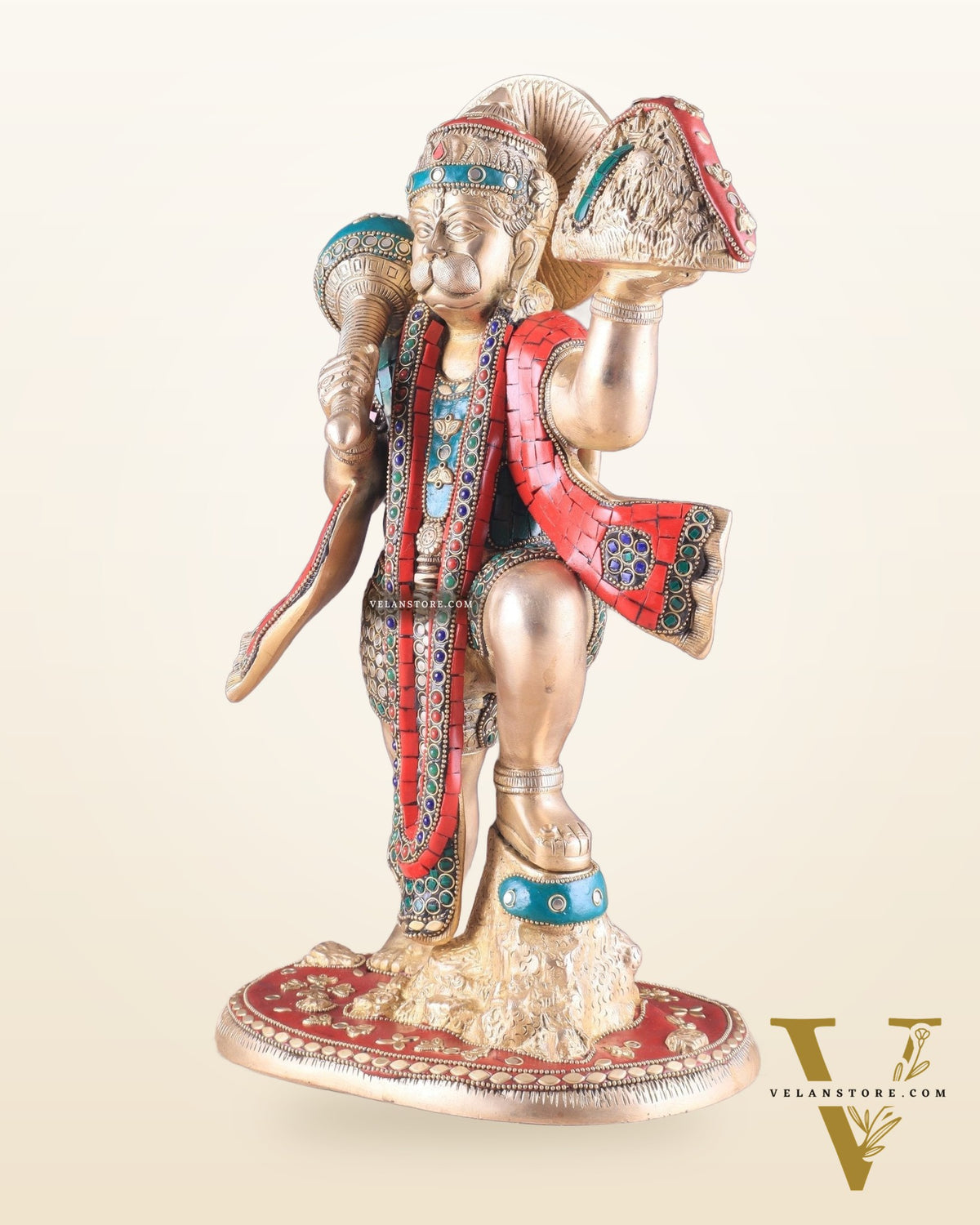 Pure Brass Sanjeevani Hanuman Idol – Large Size 15"