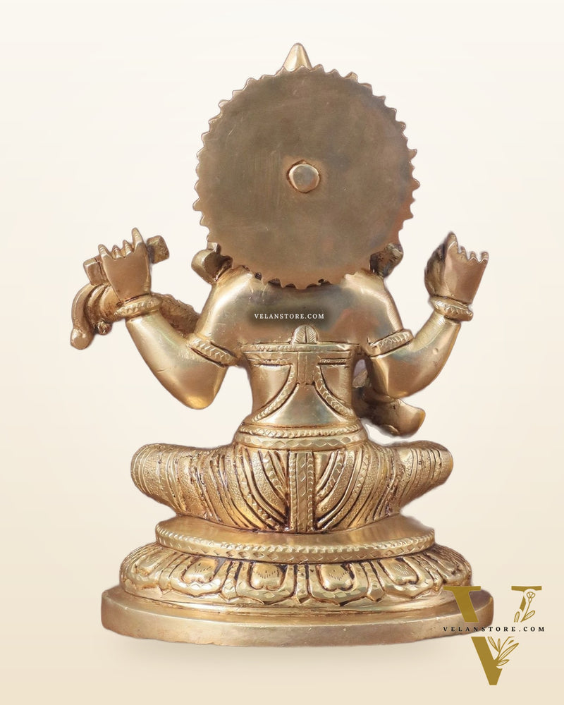 Pure Brass Saraswati Idol - 7.5" Height