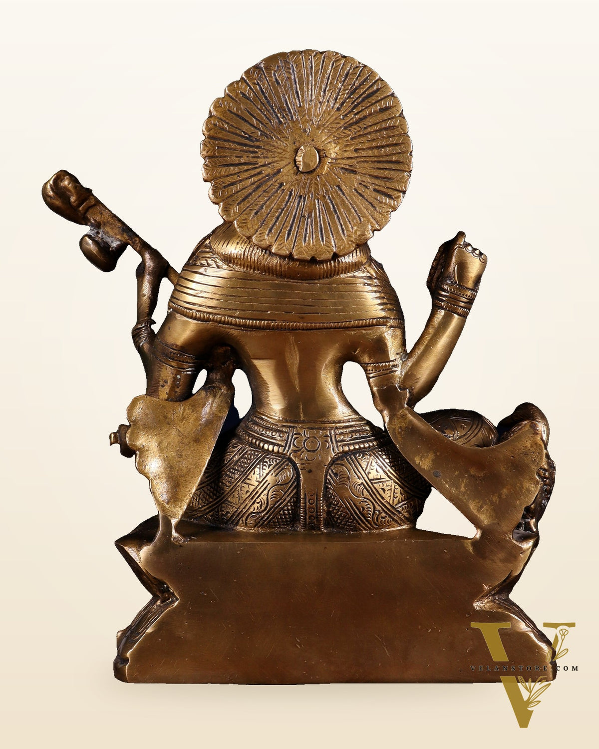 Pure Brass Saraswati with Swan Statue – 9 Inch