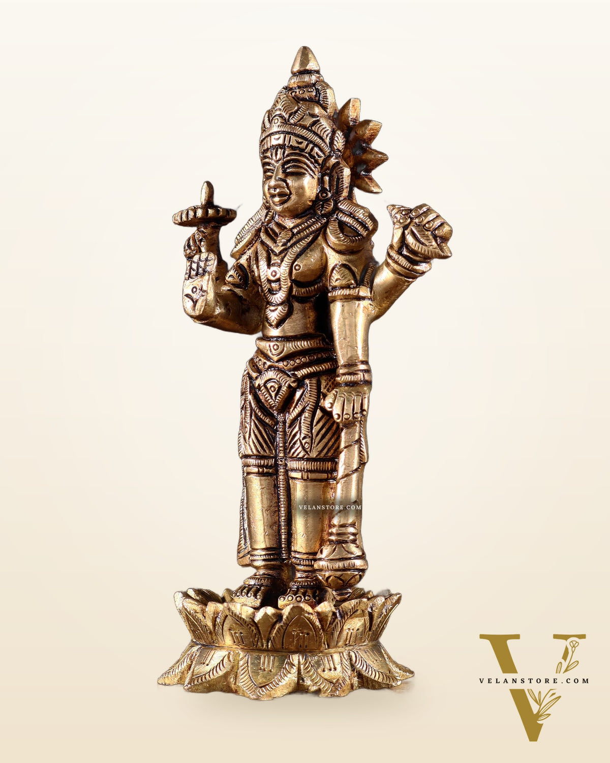 Pure Brass Satyanarayan Vishnu Idol - 6 inch