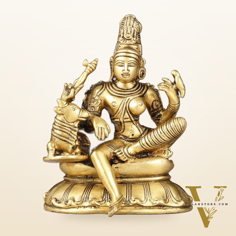 Pure Brass seated Ardhanarishwara with nandi idol 5"