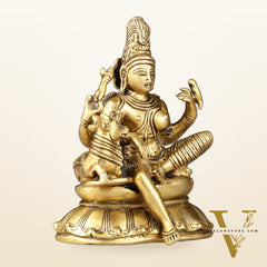 Pure Brass seated Ardhanarishwara with nandi idol 5"