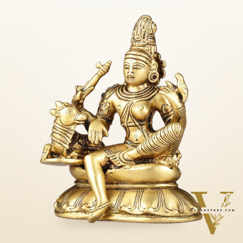 Pure Brass seated Ardhanarishwara with nandi idol 5"