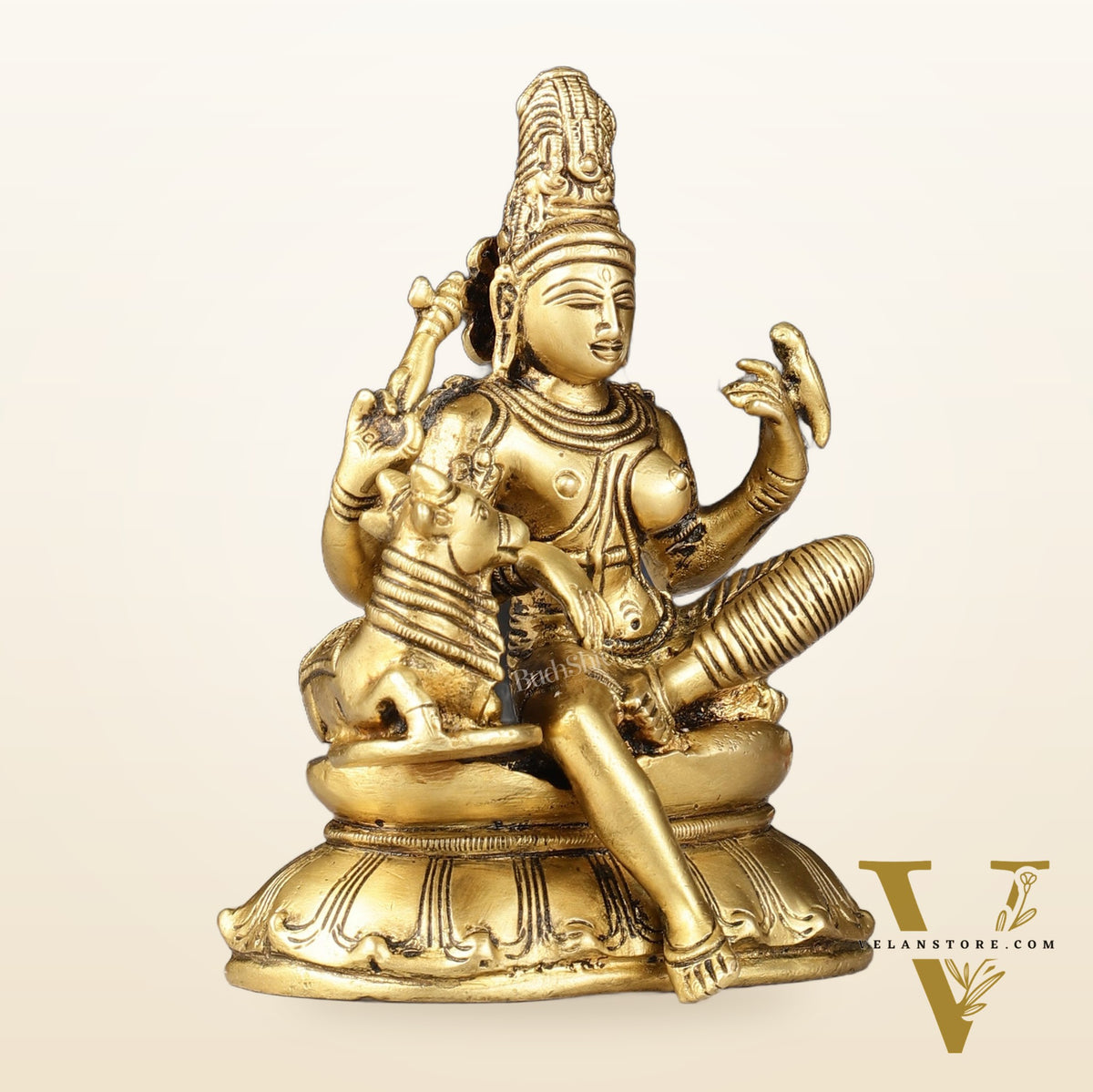 Pure Brass seated Ardhanarishwara with nandi idol 5"