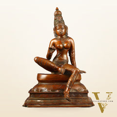 Pure Brass Seated Goddess Uma Parvati Idol | Height: 14 inch