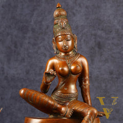Pure Brass Seated Goddess Uma Parvati Idol | Height: 14 inch