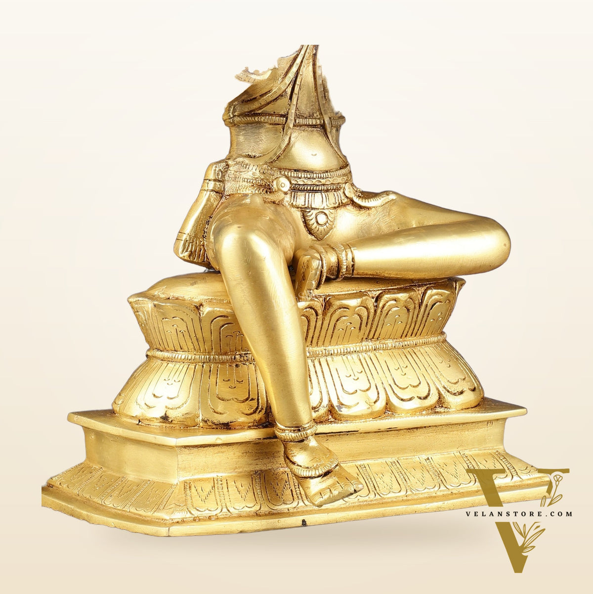 Pure Brass Seated Lord Brahma Sculpture - 16 inch
