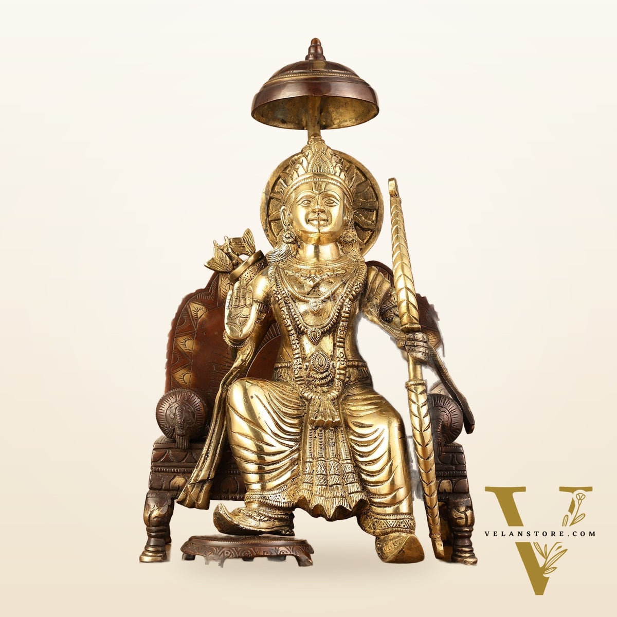 Pure Brass Seated Lord Ram Idol - 15.5" Dual Tone