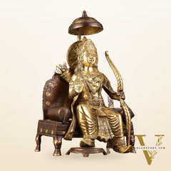 Pure Brass Seated Lord Ram Idol - 15.5" Dual Tone