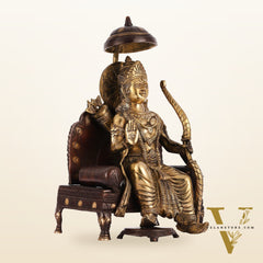 Pure Brass Seated Lord Ram Idol - 15.5" Dual Tone