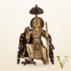 Pure Brass Seated Lord Ram Idol - 15.5" Dual Tone
