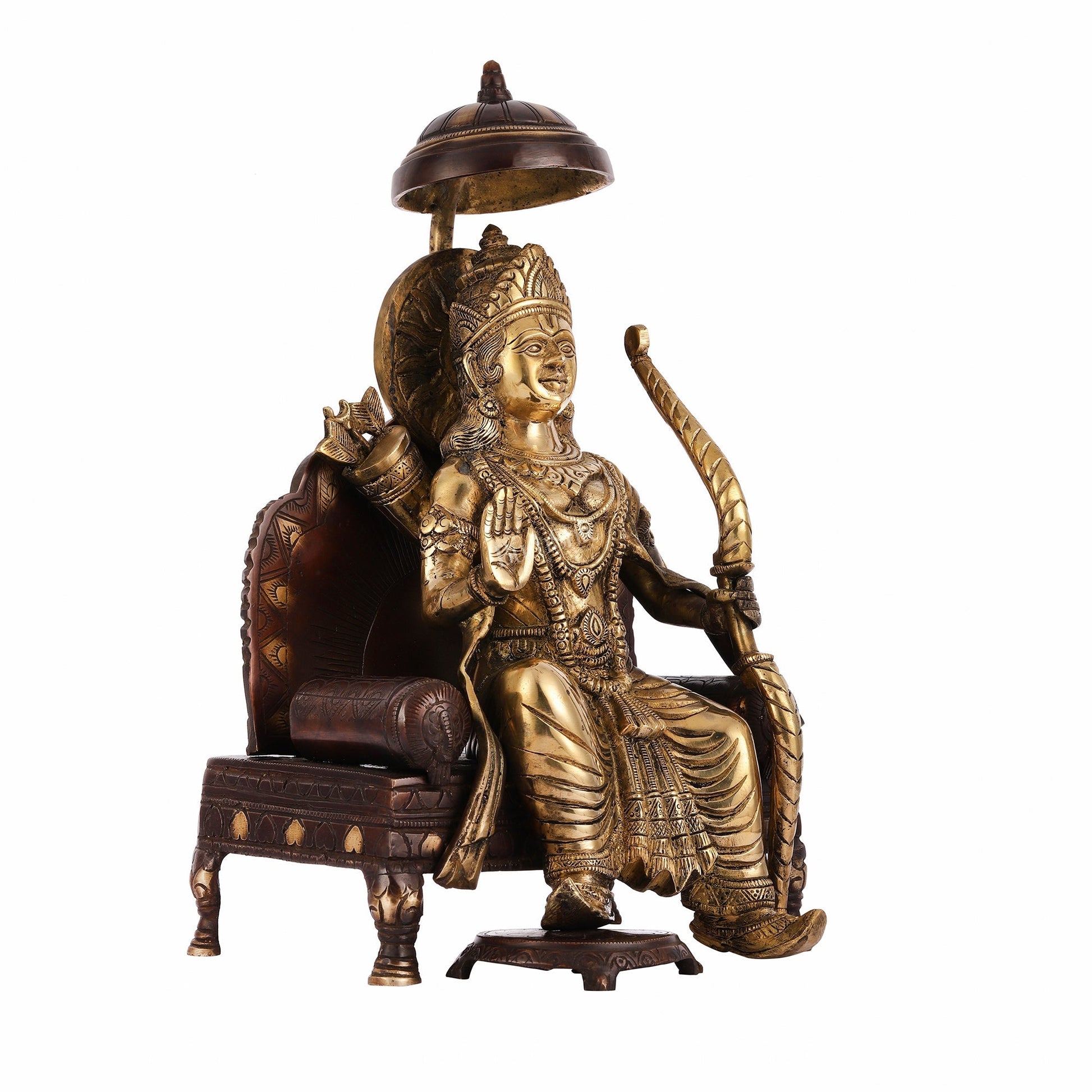 Pure Brass Seated Lord Ram Idol - 15.5" Dual Tone