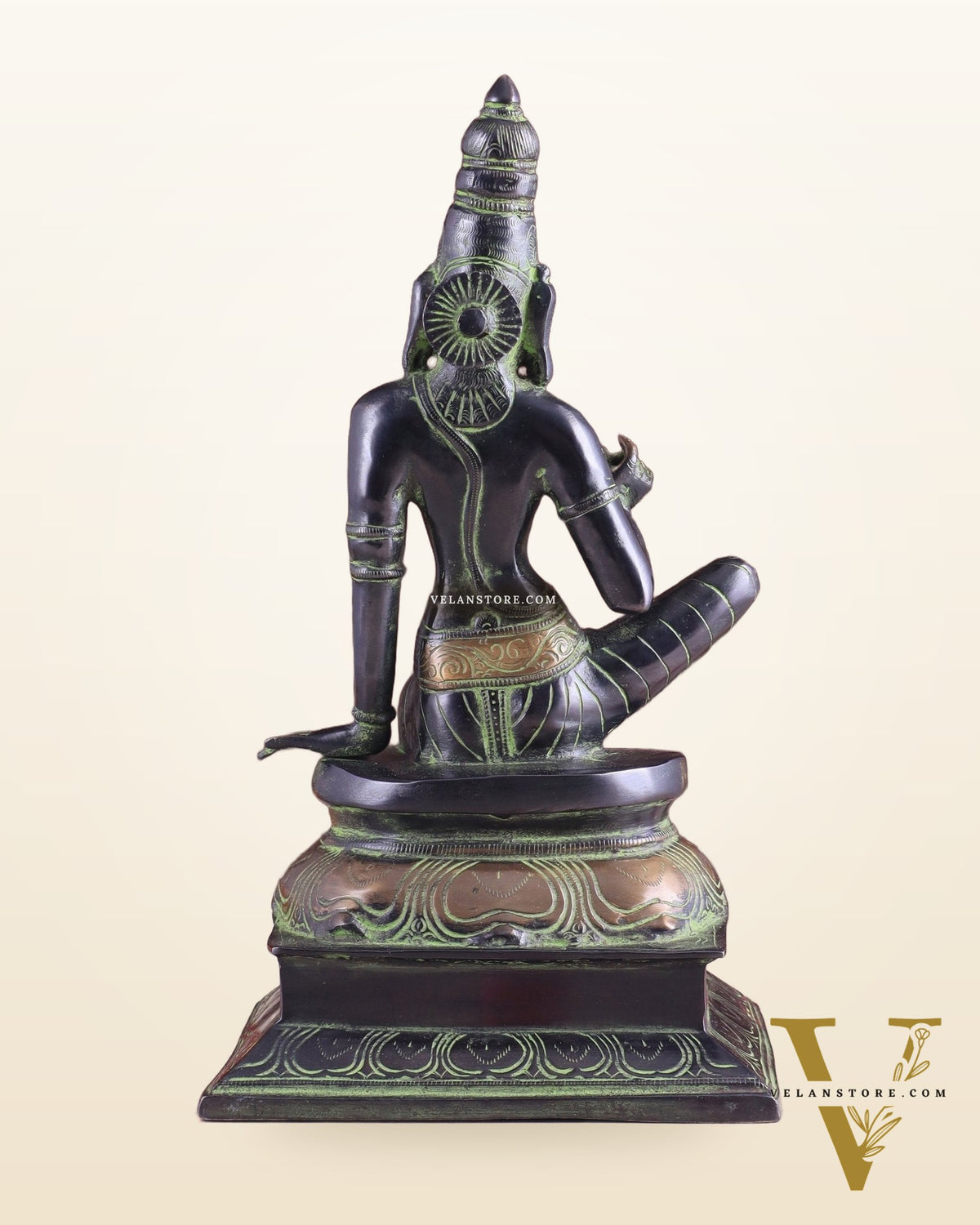 Pure Brass Seated Parvati Idol - 12" Black green tone