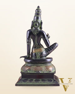Pure Brass Seated Parvati Idol - 12" Black green tone