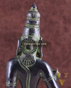 Pure Brass Seated Parvati Idol - 12" Black green tone