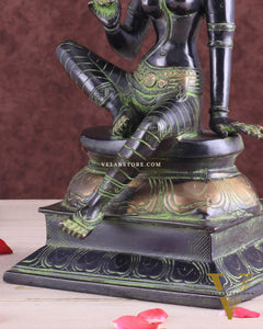 Pure Brass Seated Parvati Idol - 12" Black green tone