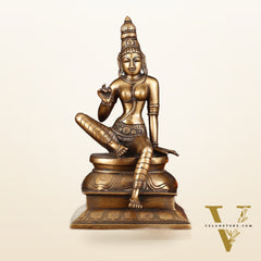 Pure Brass Seated Parvati Idol - 12"