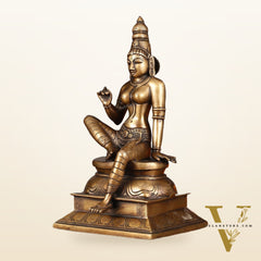 Pure Brass Seated Parvati Idol - 12"